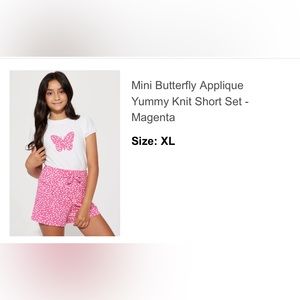Mini Butterfly Applique Yummy Knit Short Set - Magenta
